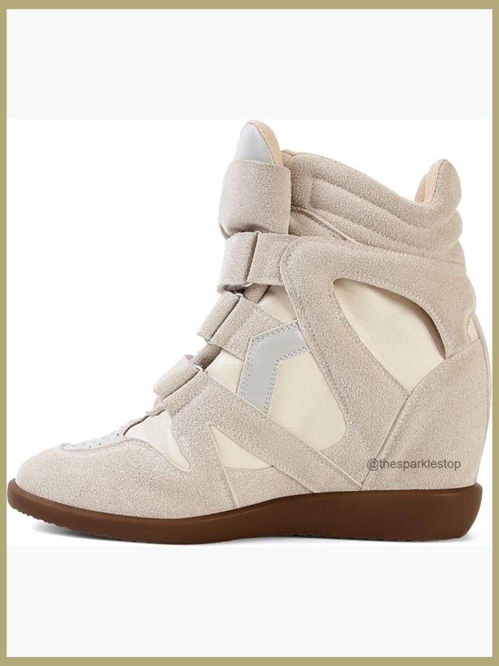 Wedge Sneakers for Women Hidden Heel Suede Hook and Loop Casual Retro Campus 5cm